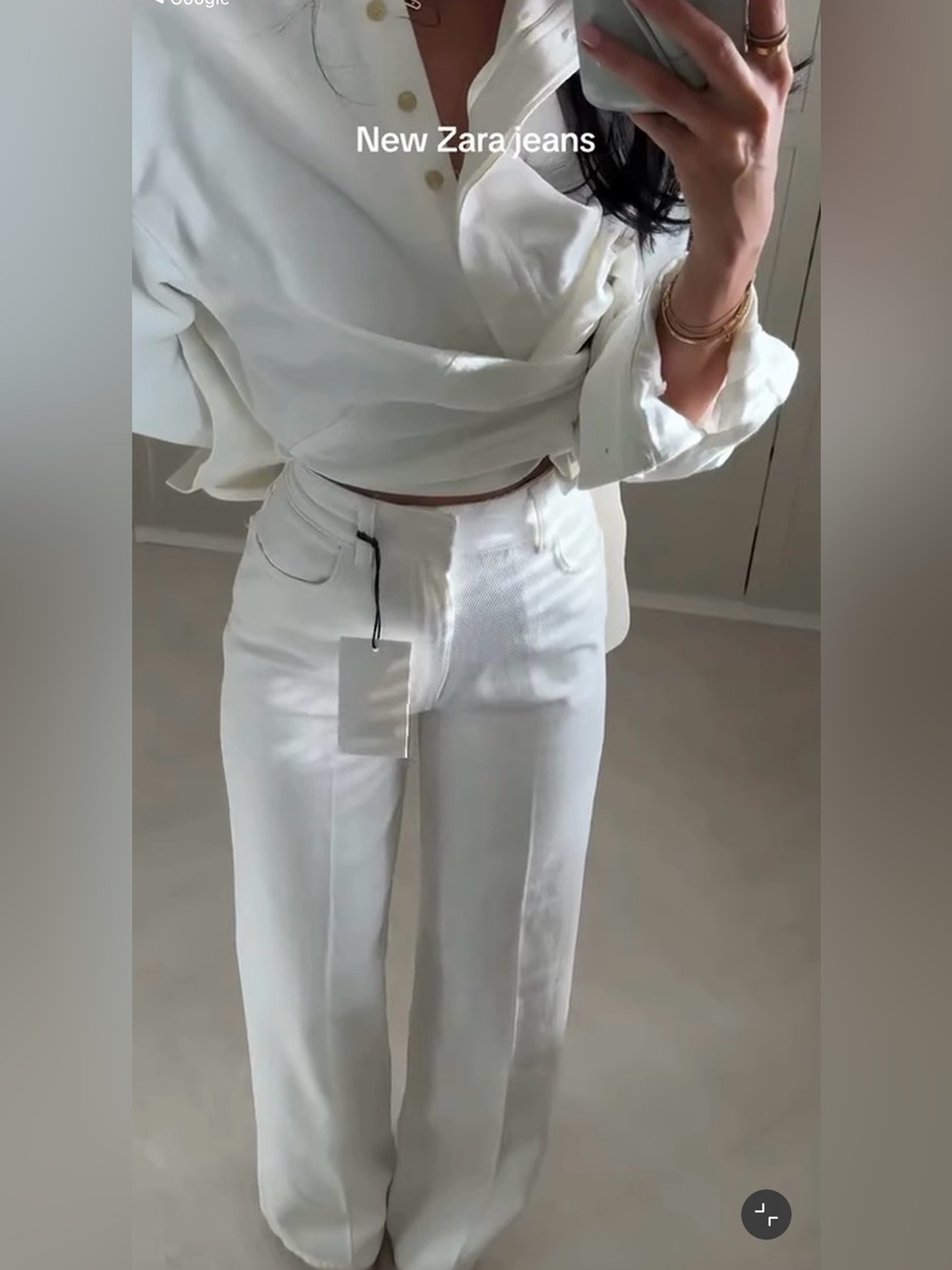 NWT ZARA ECRU HIGH RIDE WIDE LEG JEANS